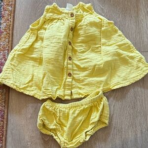 Nordstrom Yellow Button-Up dress and Diaper Cover Set